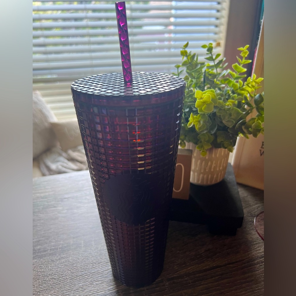 Starbucks Dark Purple Grid Tumbler
